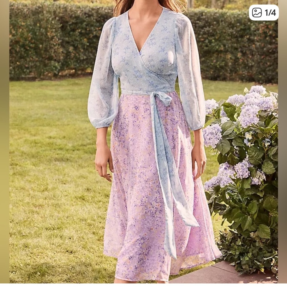 Ann Taylor Mixed Floral True Wrap Dress